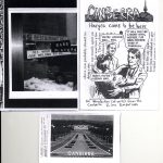 Black and white "Canberr" zine covers. Three different issues of the zine. Photocopied photos of the city and illustration of parents greeting their son.