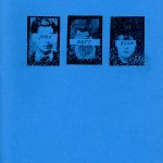 Black and white photographs on blue background "John Marr" issue 3 cover. Typewriter font title, each word running across eyes of a person in each photograph.