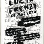 Black and white 'Lucid frenzy digest 2010' cover. Text only. Mixture of print and handwritten fonts.