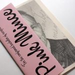 'Pink Mince' zine cover. Black bold vertical text title on pink background. Cover page folded in half revealing half of a black and white photograph of a man.
