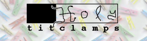 "Holy titclamps" logo