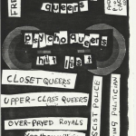 Cover of "Psycho queers". Collage fragments of texts.